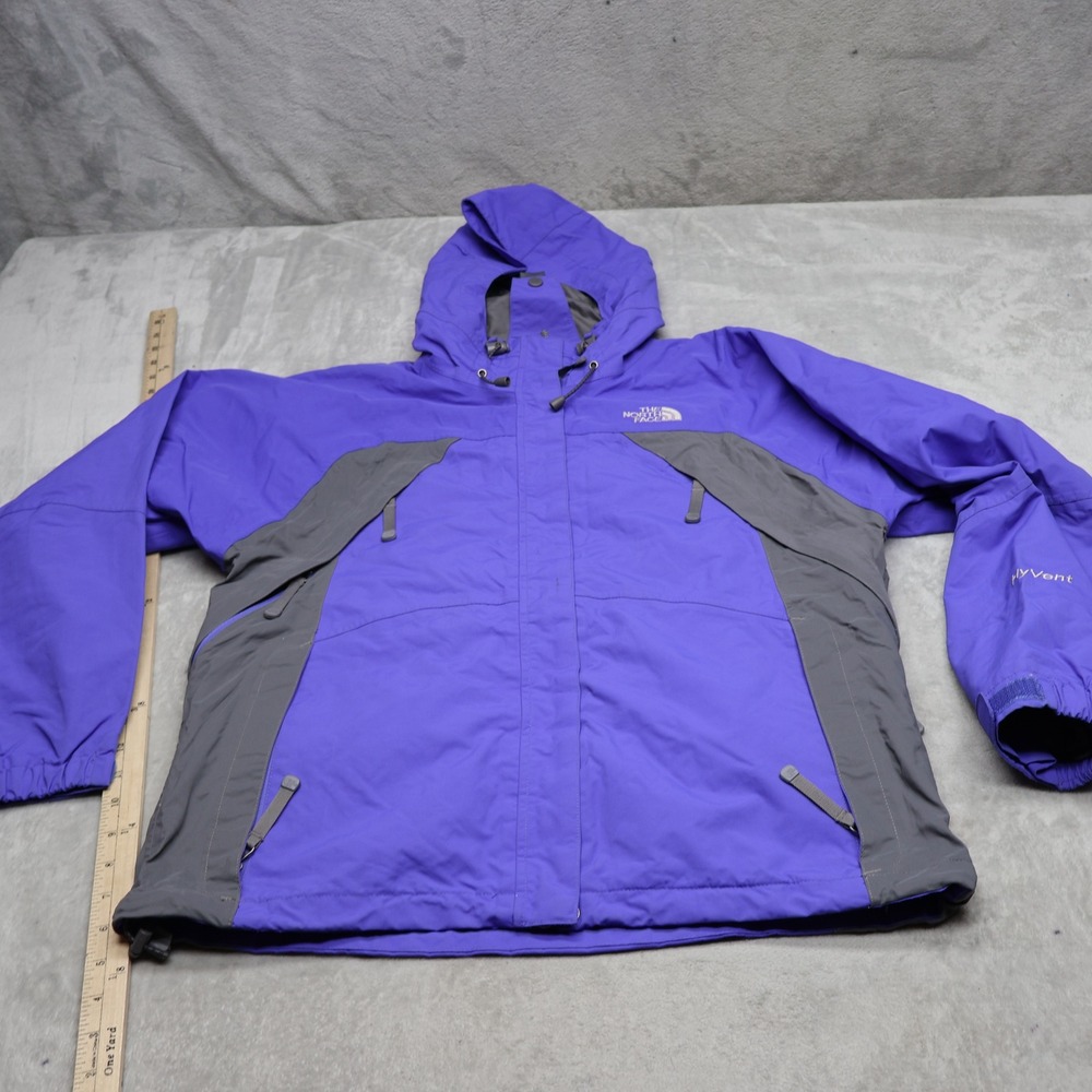 North Face Jacket Womens Medium Blue Waterproof Hooded Wind Rain 3in1 Shell